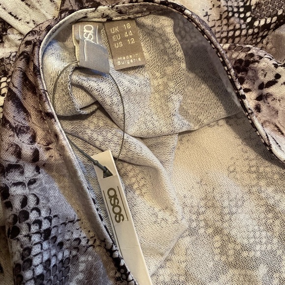 Rare ASOS Design Snake Halter Trapeze Pleated Dress - Picture 9 of 13